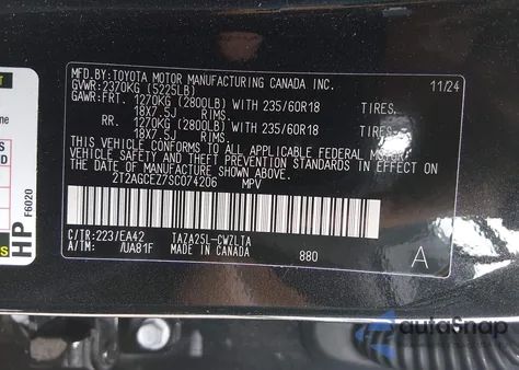 2025 Lexus Nx 350 from USA, damaged, VIN 2T2AGCEZ7SC074206